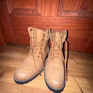 woman’s Tan Lace-Up Boots